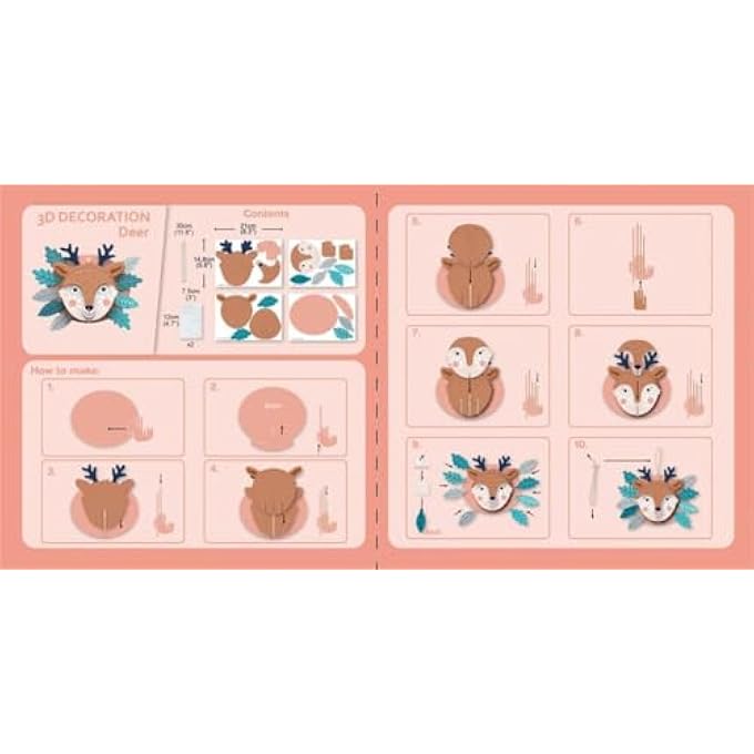 3D DECORATION - DEER KIT | TURN YOUR WALL INTO A ZOO! CREATE 3D DECORATIONS WITH PRE-CUT CARDBOARD PUZZLE PIECES | THOUGHTFUL AND CREATIVE GIFT OPTION FOR KIDS 3+ - Image 2